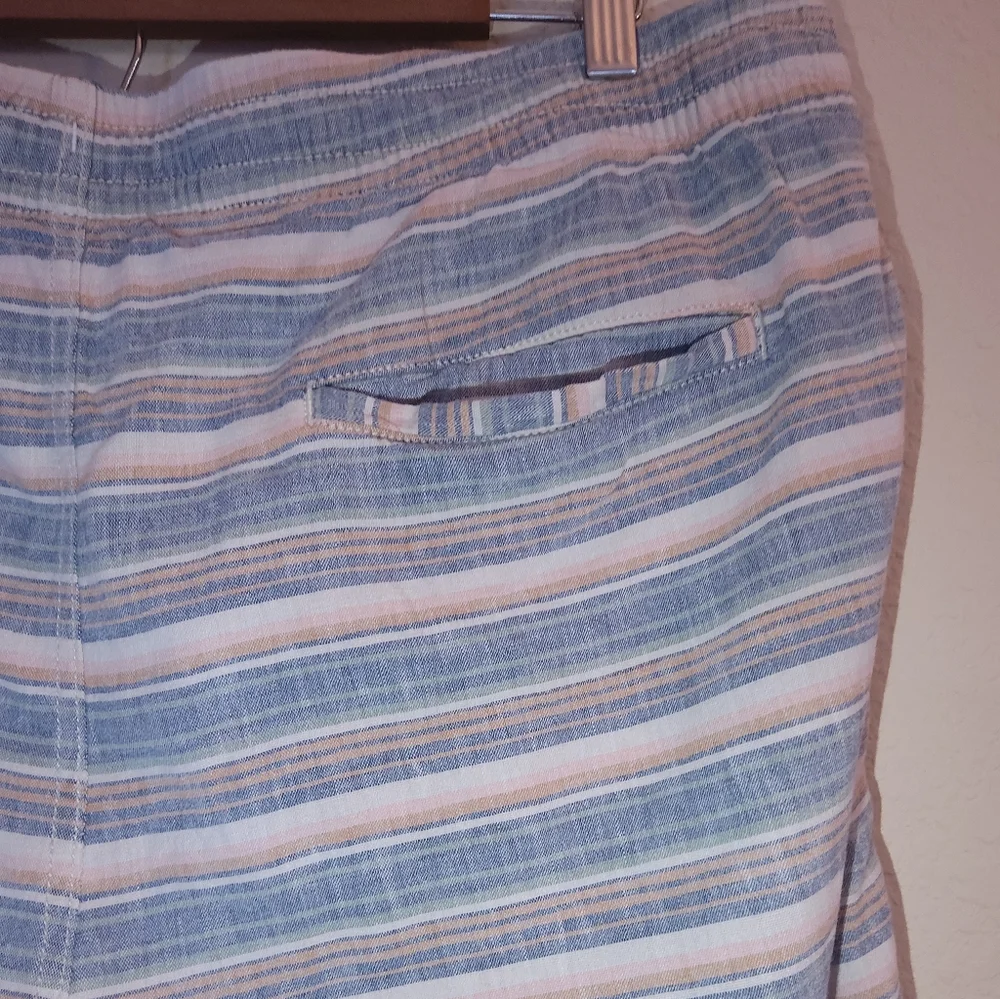 Old Navy Linen Blend Shorts Mens XL Blue Pink White Pastel Coastal Relaxed‎ Fit
